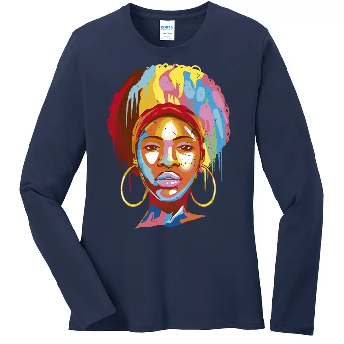 Black Female Color Drip Ladies Long Sleeve Shirt