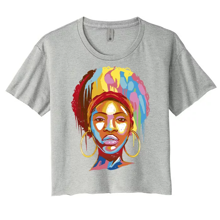 Black Female Color Drip Women's Crop Top Tee