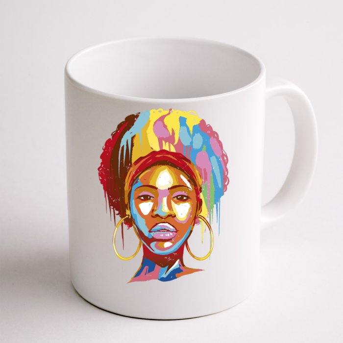 Black Female Color Drip Front & Back Coffee Mug