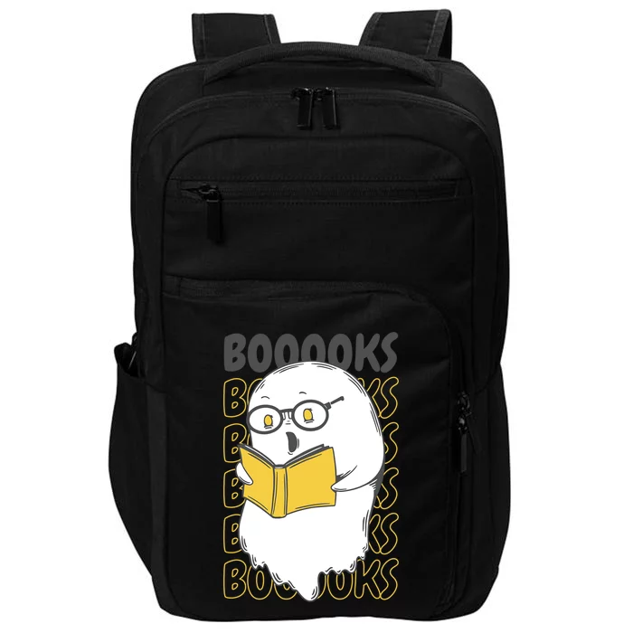 Boooks Funny Cartoon Ghost Reading Books Library Halloween Meaningful Gift Impact Tech Backpack