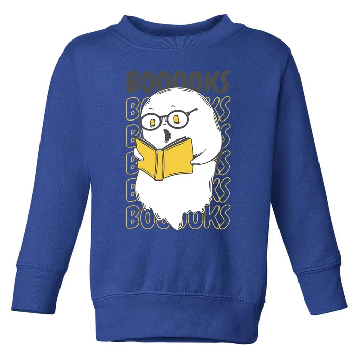 Boooks Funny Cartoon Ghost Reading Books Library Halloween Meaningful Gift Toddler Sweatshirt