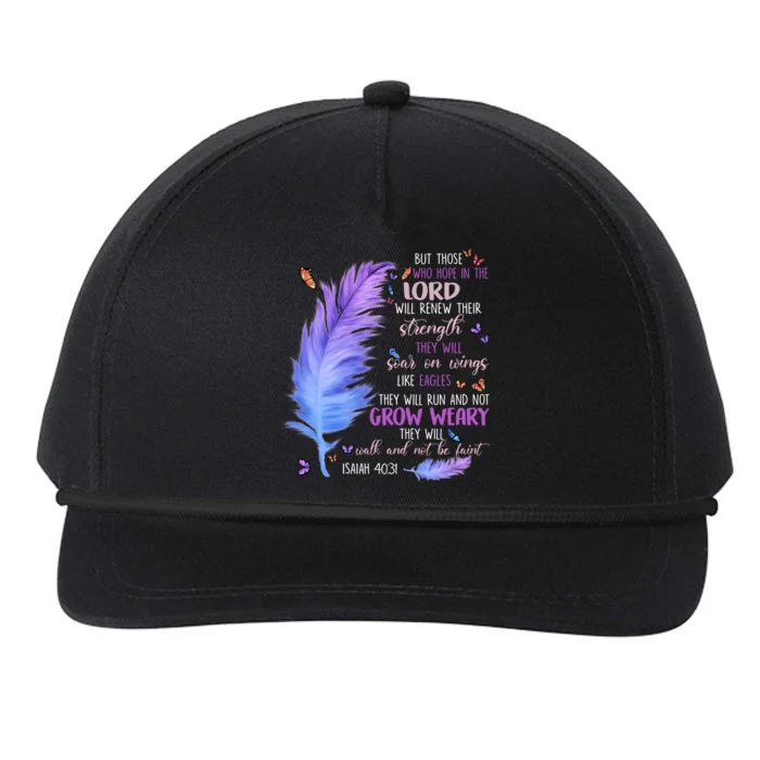 Butterfly Feather Christian Quote Bible Verse Religious Gift Snapback Five-Panel Rope Hat