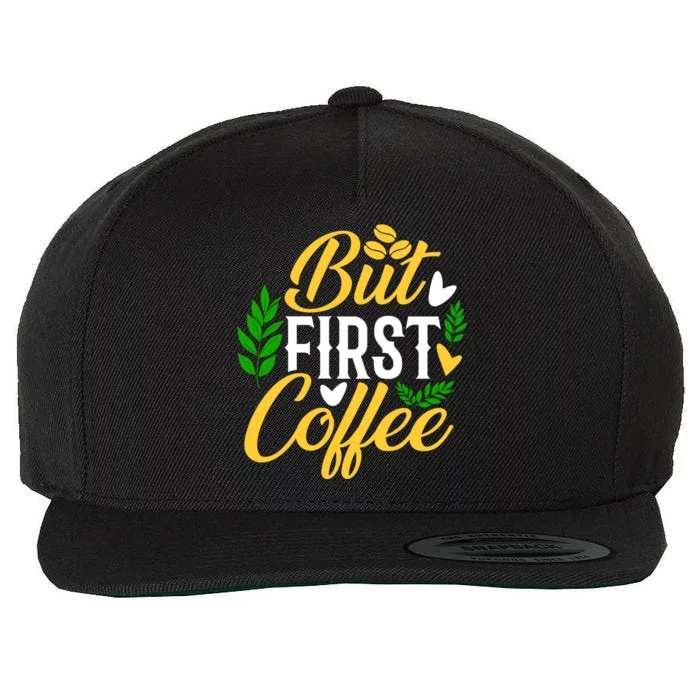 But First Coffee Graphic Wool Snapback Cap