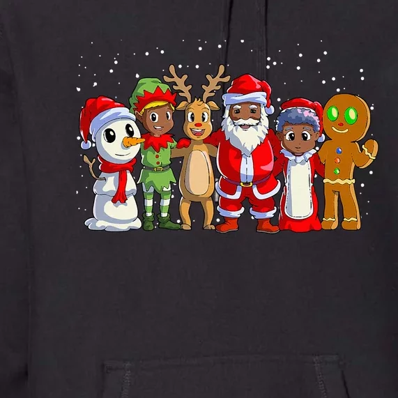 Black Family Christmas Afro African American Santa Xmas Premium Hoodie