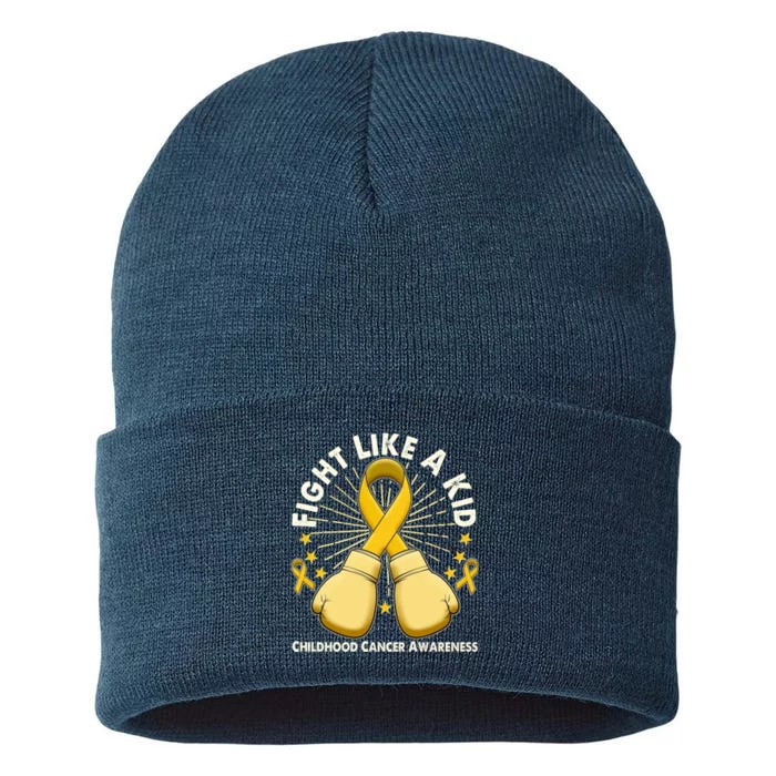 Boxing Fight Childhood Cancer Awareness Sustainable Knit Beanie