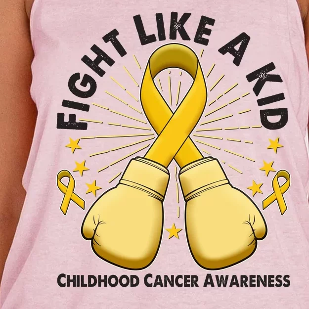 Boxing Fight Childhood Cancer Awareness Women's Knotted Racerback Tank