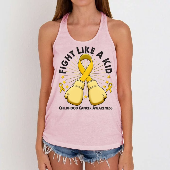 Boxing Fight Childhood Cancer Awareness Women's Knotted Racerback Tank