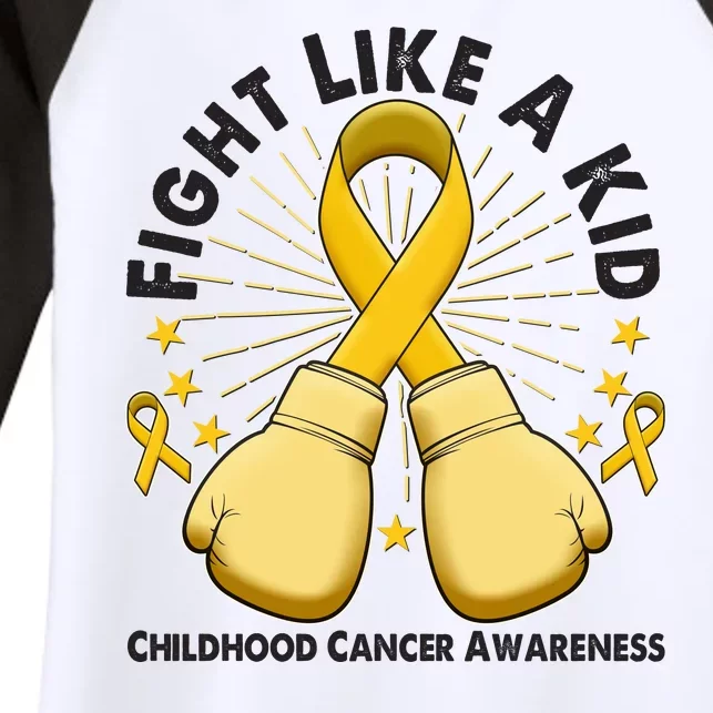 Boxing Fight Childhood Cancer Awareness Women's Tri-Blend 3/4-Sleeve Raglan Shirt