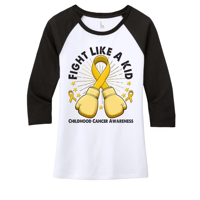 Boxing Fight Childhood Cancer Awareness Women's Tri-Blend 3/4-Sleeve Raglan Shirt