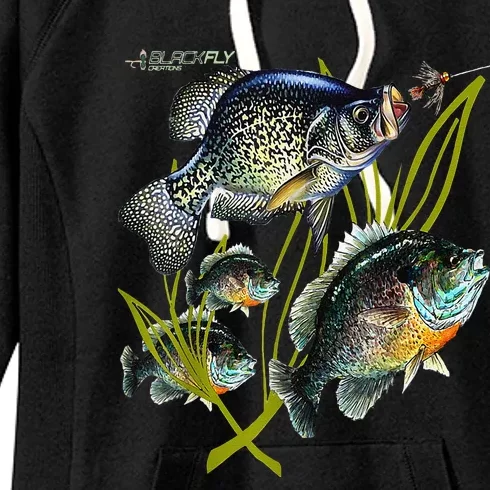 Black Fly Crappie Bluegill Fishing Panfish Flies Jig Women's Fleece Hoodie