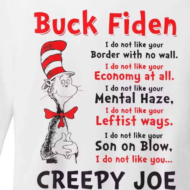 Buck Fiden Creepy Joe Us Flag Anti Biden Womens CVC Long Sleeve Shirt