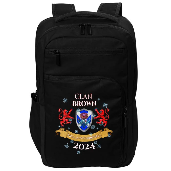 Brown Family Christmas 2024 Scottish Clan Vneck Impact Tech Backpack