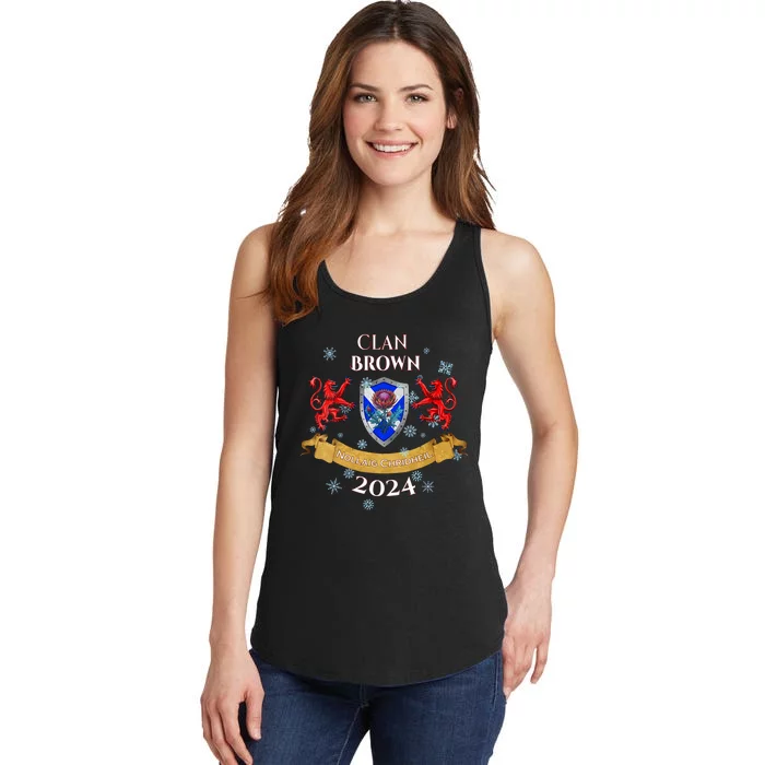 Brown Family Christmas 2024 Scottish Clan Vneck Ladies Essential Tank