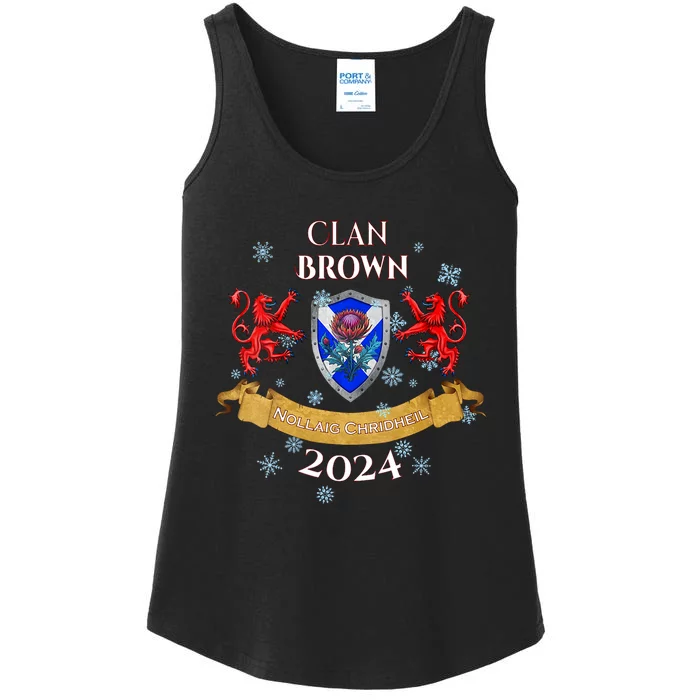 Brown Family Christmas 2024 Scottish Clan Vneck Ladies Essential Tank