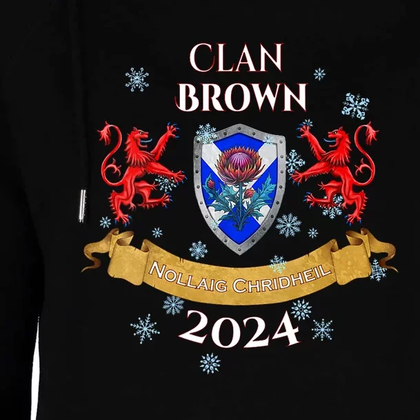 Brown Family Christmas 2024 Scottish Clan Vneck Womens Funnel Neck Pullover Hood