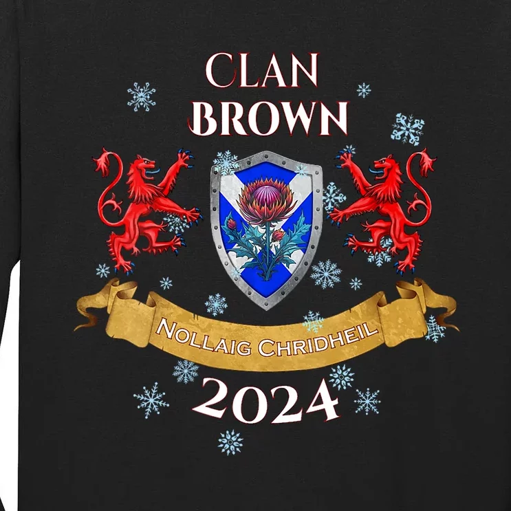 Brown Family Christmas 2024 Scottish Clan Vneck Tall Long Sleeve T-Shirt