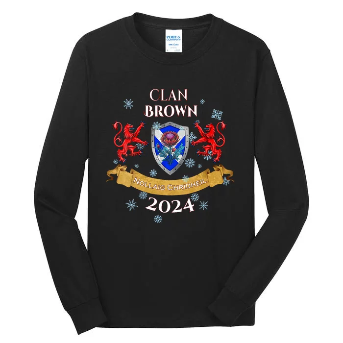 Brown Family Christmas 2024 Scottish Clan Vneck Tall Long Sleeve T-Shirt