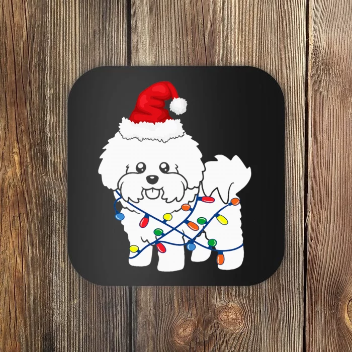 Bichon Frise Christmas Light Funny Dog Lover Gift Coaster