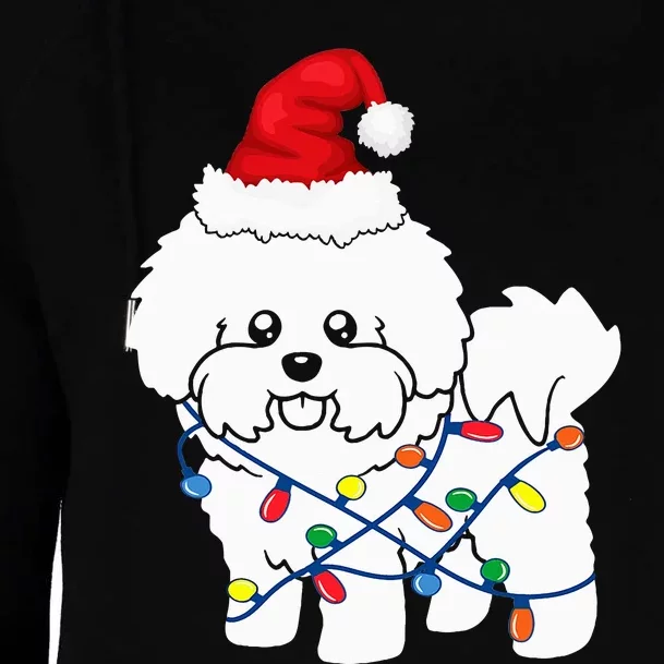 Bichon Frise Christmas Light Funny Dog Lover Gift Womens Funnel Neck Pullover Hood