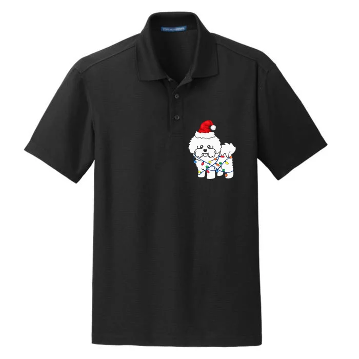 Bichon Frise Christmas Light Funny Dog Lover Gift Dry Zone Grid Performance Polo