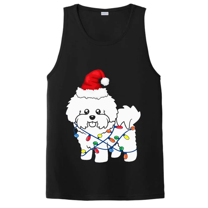 Bichon Frise Christmas Light Funny Dog Lover Gift Performance Tank