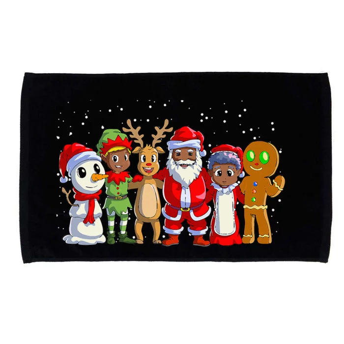 Black Family Christmas Afro African American Santa Xmas Microfiber Hand Towel