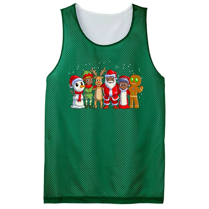 Black Family Christmas Afro African American Santa Xmas Mesh Reversible Basketball Jersey Tank