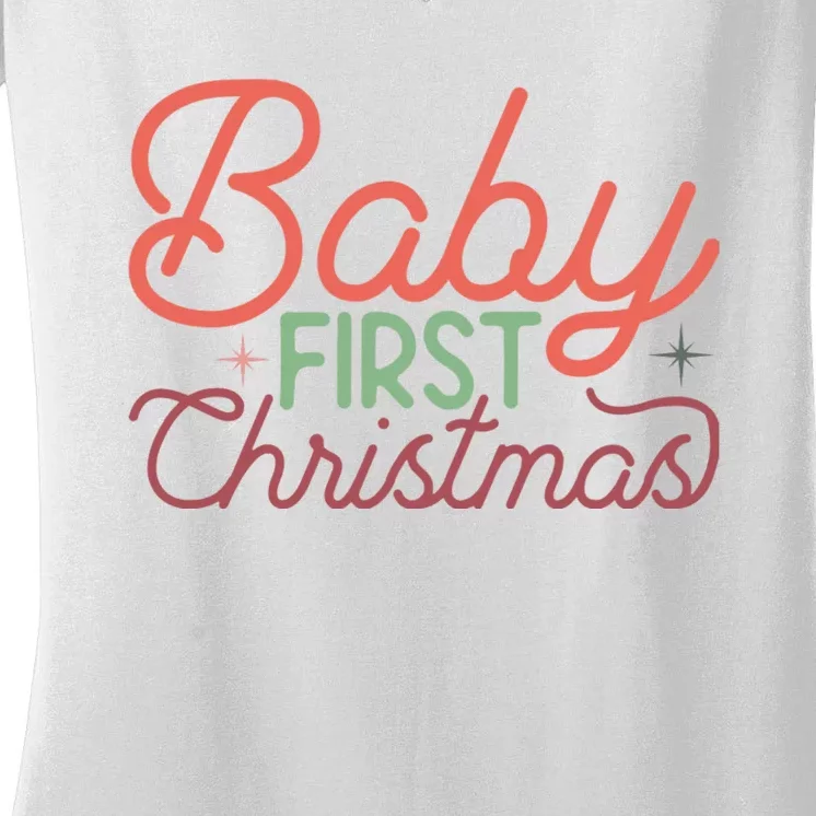 Baby First Christmas Women's V-Neck T-Shirt