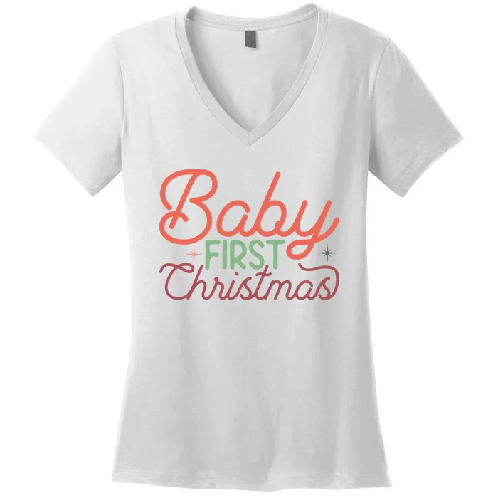 Baby First Christmas Women's V-Neck T-Shirt