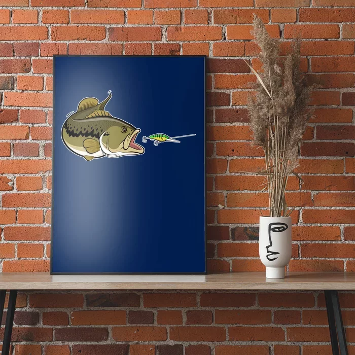 Bass Fish Chasing Lure Hook Fishing Fan Poster