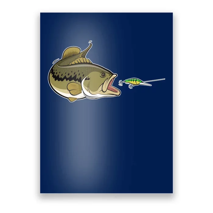 Bass Fish Chasing Lure Hook Fishing Fan Poster