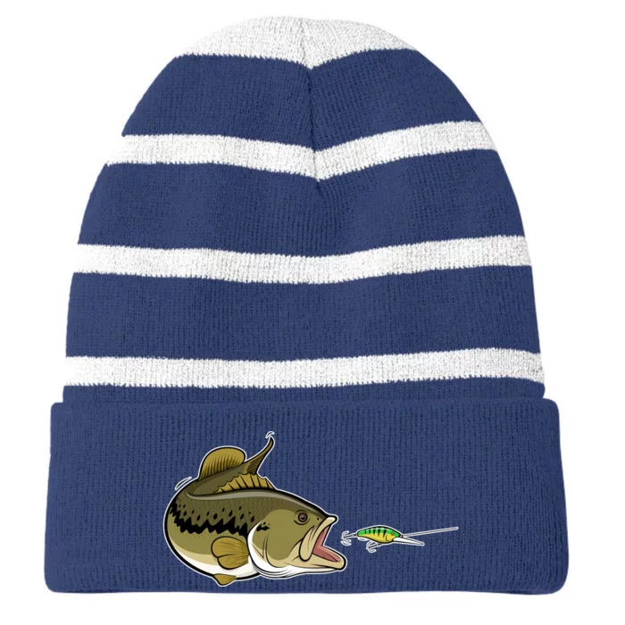 Bass Fish Chasing Lure Hook Fishing Fan Striped Beanie with Solid Band