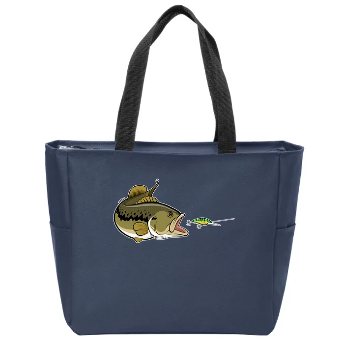 Bass Fish Chasing Lure Hook Fishing Fan Zip Tote Bag