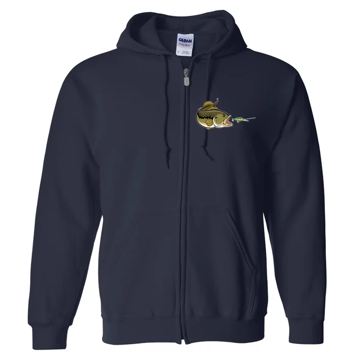 Bass Fish Chasing Lure Hook Fishing Fan Full Zip Hoodie