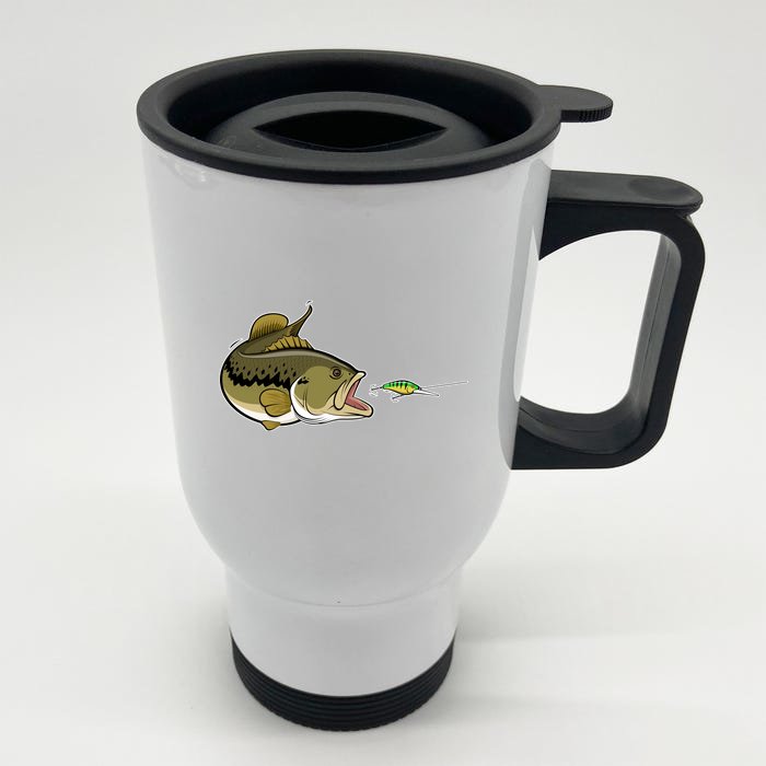 Bass Fish Chasing Lure Hook Fishing Fan Front & Back Stainless Steel Travel Mug