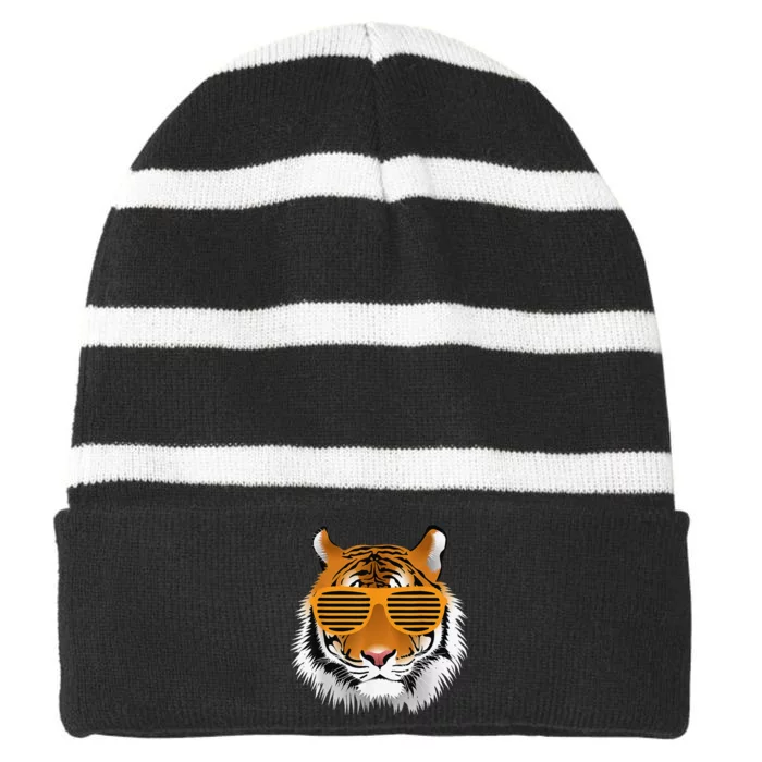 Birthday for Cool Tiger Striped Animal Theme Part Striped Beanie with Solid Band