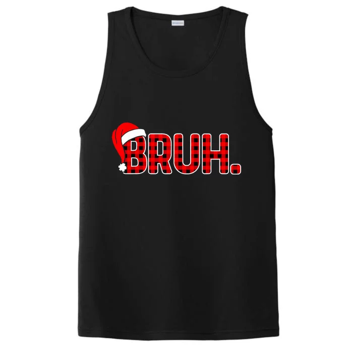 Bruh Funny Christmas Plaid Teens Xmas Pajamas Performance Tank