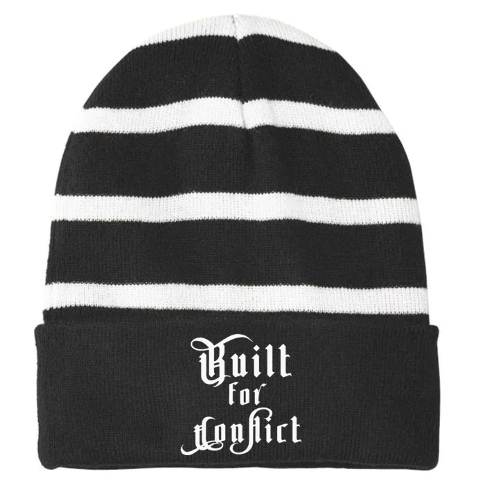 Built For Conflict Resilience Strong Quote Striped Beanie with Solid Band