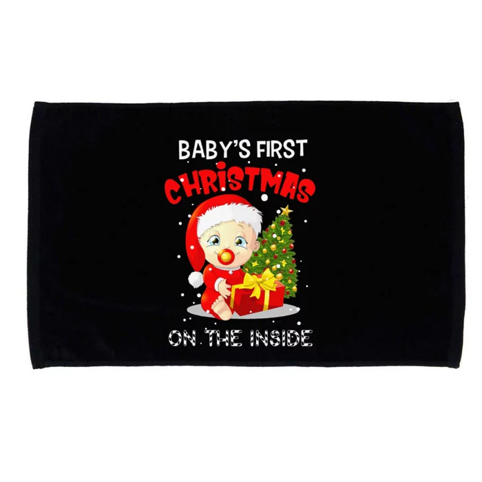 Babys First Christmas On The Inside Funny Pregnancy Gifts Microfiber Hand Towel