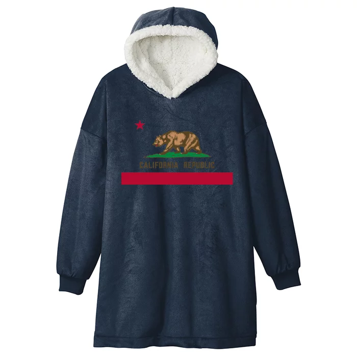 Bear Flag California Republic State Flag Of California Hooded Wearable Blanket