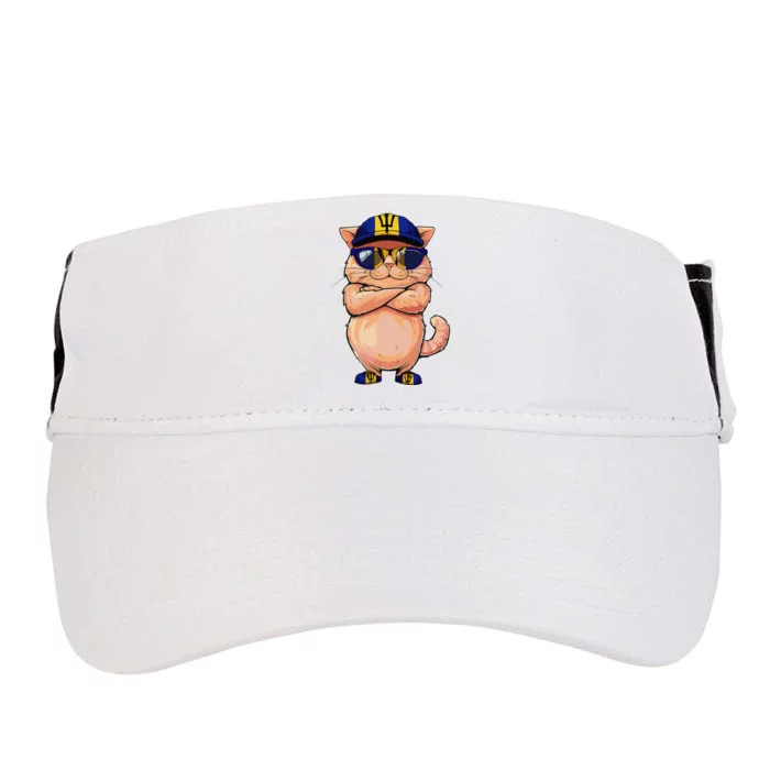 Barbadian Flag Cat Mom Souvenirs Products Kitten Barbados Adult Drive Performance Visor