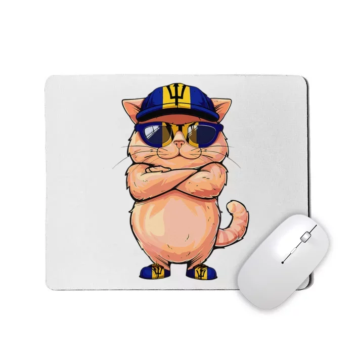 Barbadian Flag Cat Mom Souvenirs Products Kitten Barbados Mousepad