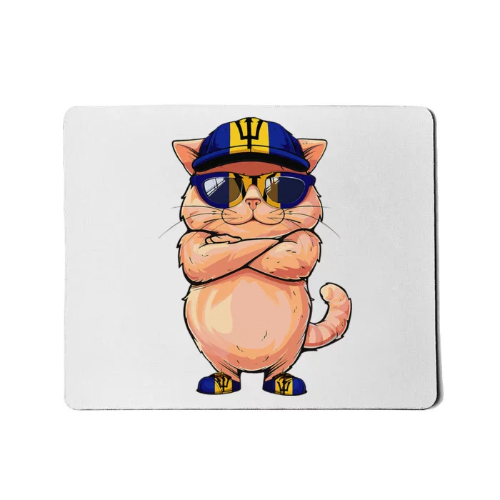 Barbadian Flag Cat Mom Souvenirs Products Kitten Barbados Mousepad