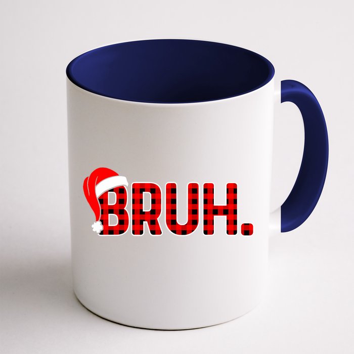 Bruh Funny Christmas Plaid Teens Boy Xmas Pajamas Front & Back Coffee Mug