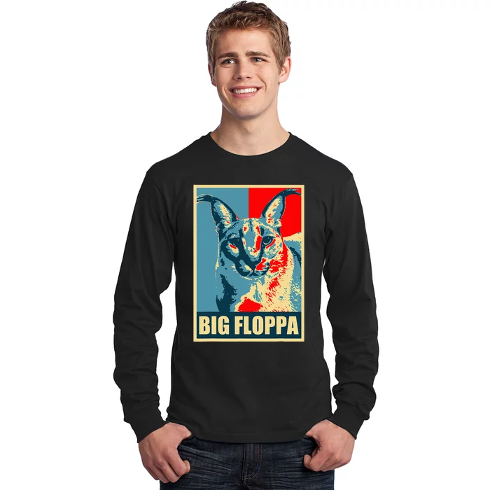 Big Floppa Caracal Cat Meme Long Sleeve Shirt