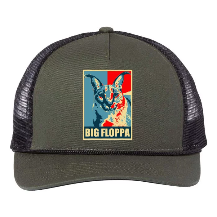 Big Floppa Caracal Cat Meme Retro Rope Trucker Hat Cap