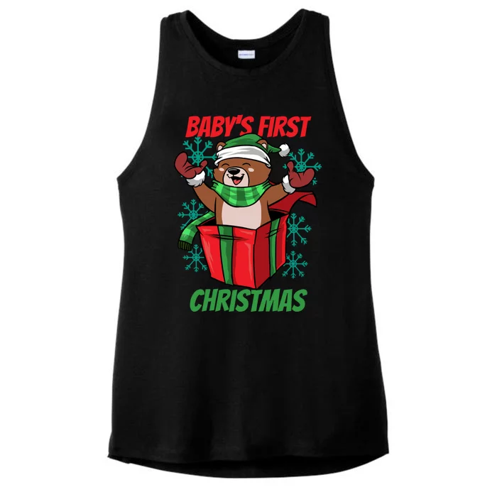 Baby's First Christmas Ladies Tri-Blend Wicking Tank