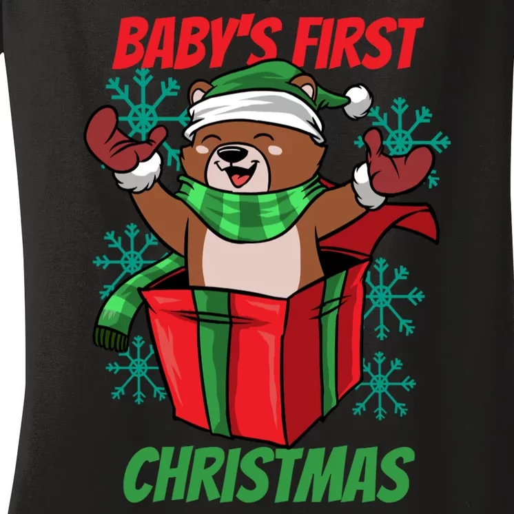 Baby's First Christmas Women's V-Neck T-Shirt