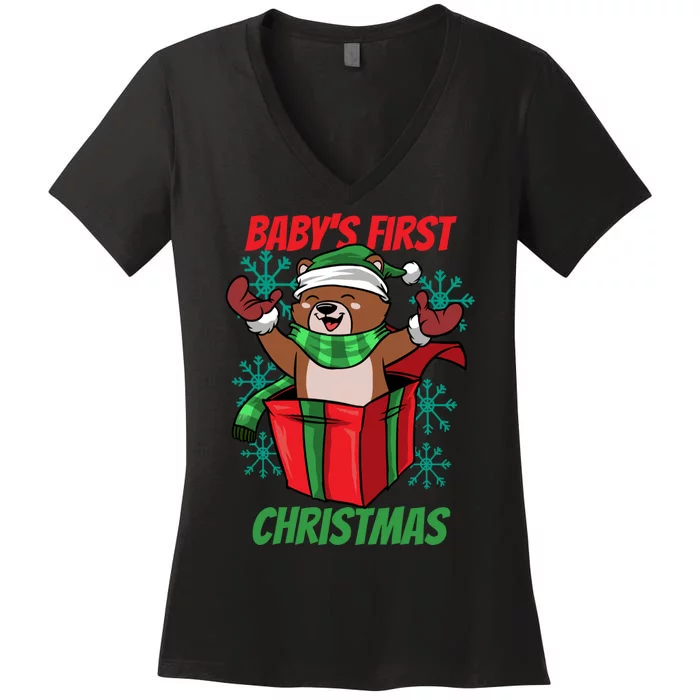 Baby's First Christmas Women's V-Neck T-Shirt