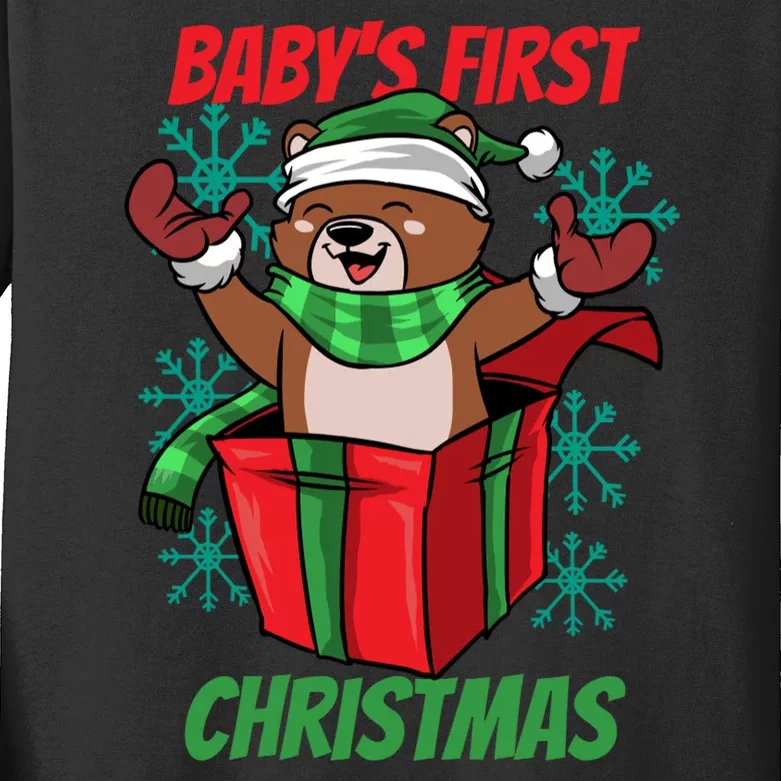 Baby's First Christmas Kids Long Sleeve Shirt